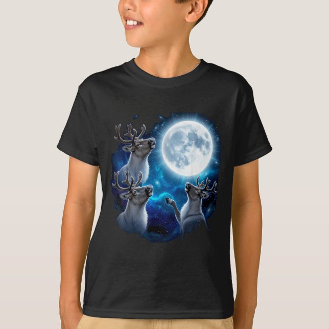 Camiseta Three Reindeer Howling At The Moon Merry Christmas (Anverso)