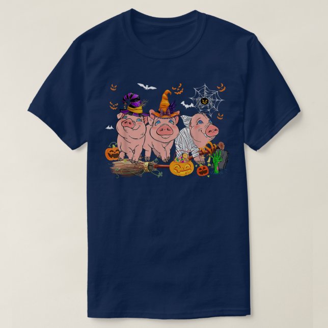 Camiseta Three Sheep Halloween Mummy Witch Scary Pumpkins F (Diseño del anverso)