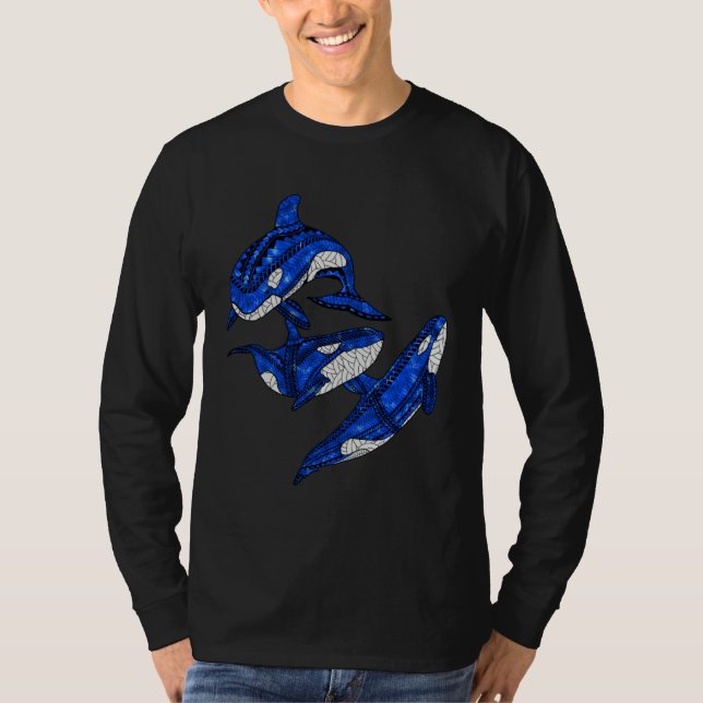 Camiseta Three Tribal Orca Whales Ocean Animals (Anverso)