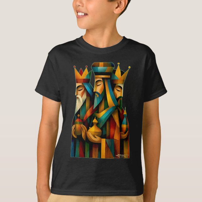 Camiseta Three Wise Men Abstract Nativity Art (Anverso)