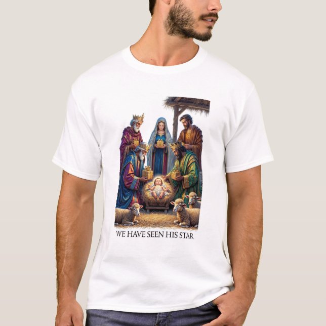 Camiseta Three Wise Men T-Shirt, Adoration Epiphany Art (Anverso)