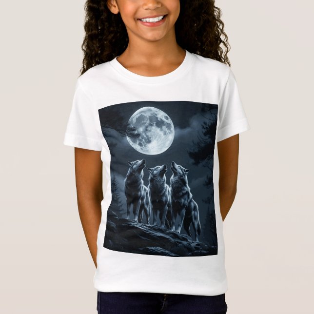 Camiseta Three Wolves Howling at the Full Moon - Three Wolf (Anverso)