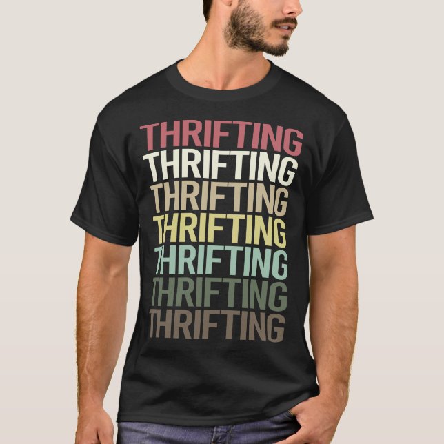 Camiseta Thrift De Texto Colorido (Anverso)