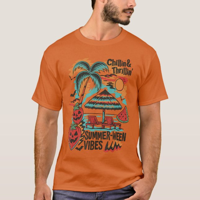 Camiseta Thrillin Summerween Vibes BeachParty Halloween (Anverso)