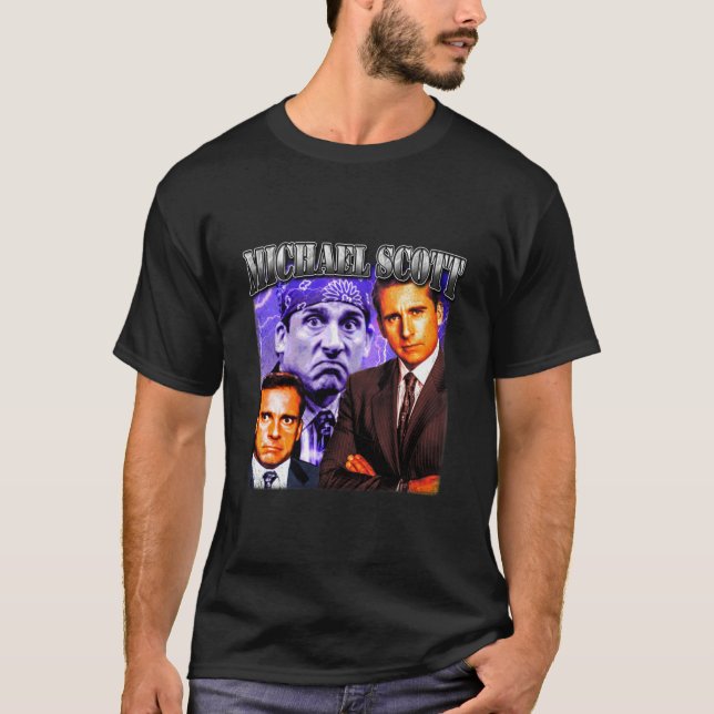 Camiseta Throwback 90s Styled Michael Scott Rap Tee Classic (Anverso)