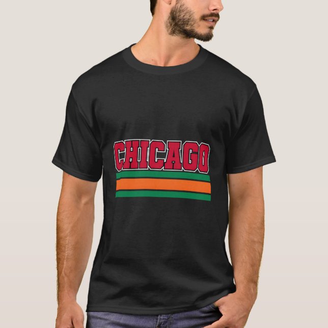 Camiseta Throwback Chicago Blackredorangegreen Hometown Chi (Anverso)