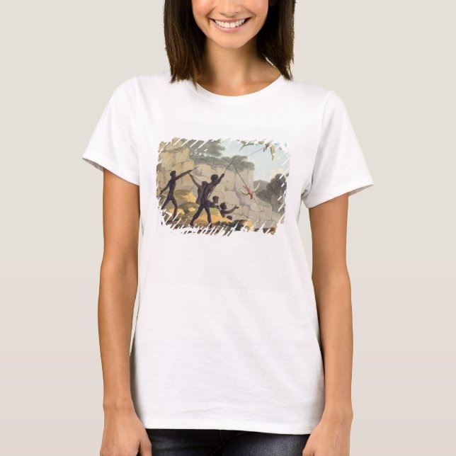 Camiseta Throwing the Spear, aborigines hunting birds from (Anverso)