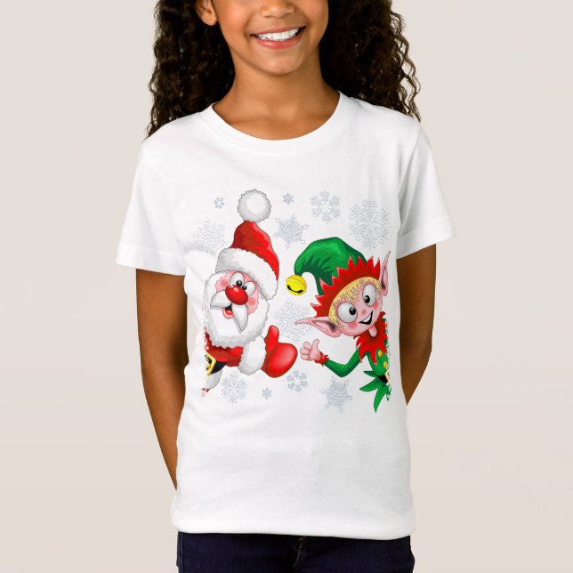 Camiseta Thumbup de caracteres de Navidades de Santa y Elf (Anverso)