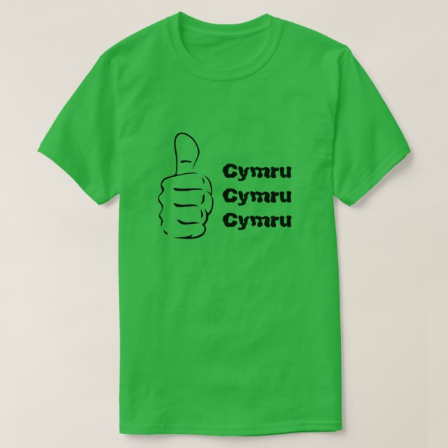 Camiseta Thumbup y Cymru tres veces (Diseño del anverso)