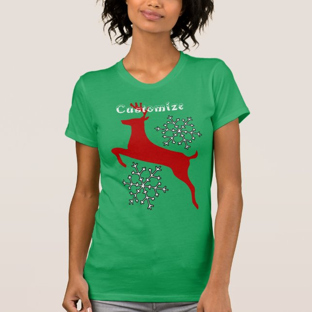 Camiseta Thunder_Cove, copos de nieve de venado rojo que sa (Anverso)