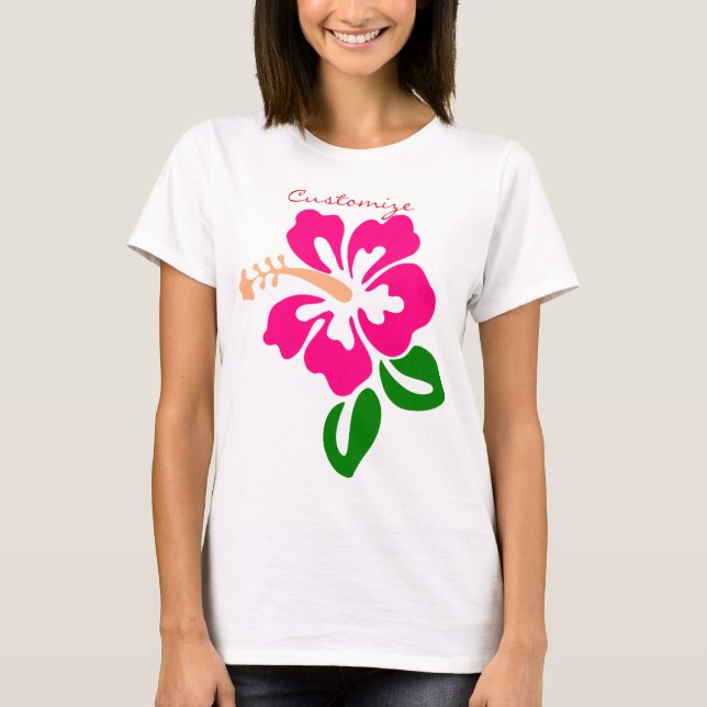 Camiseta Thunder_Cove de flor rosada tropical hibiscus (Anverso)