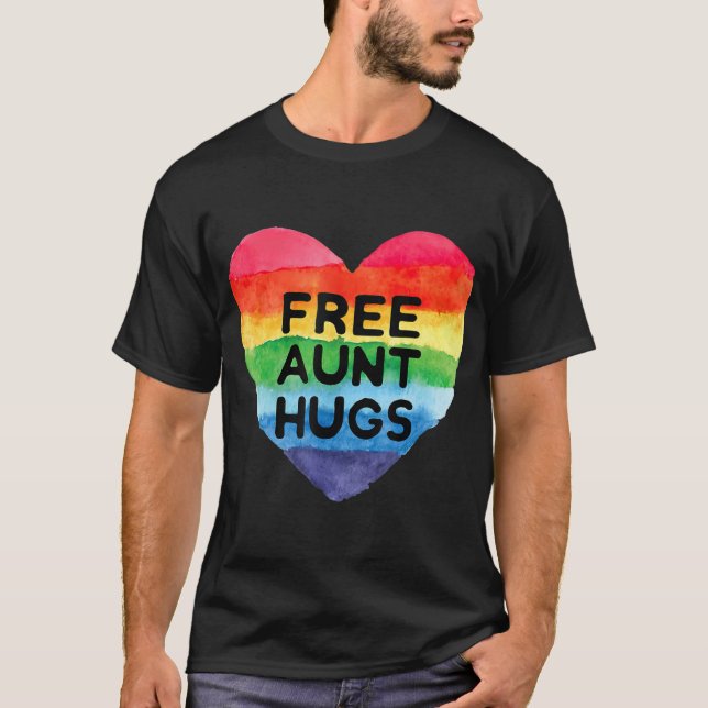 Camiseta Tía Abrazos Gratuitos T Orgullo Arcoiris LGB Regal (Anverso)