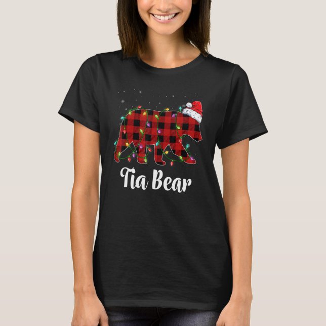 Camiseta Tia Bear Buffalo Red Plaid Matching Family Christm (Anverso)