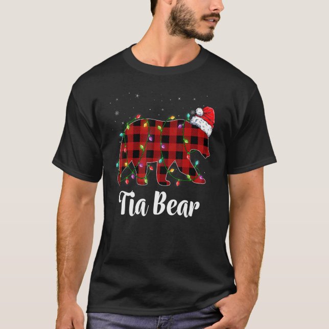 Camiseta Tia Bear Buffalo Red Plaid Matching Family Christm (Anverso)
