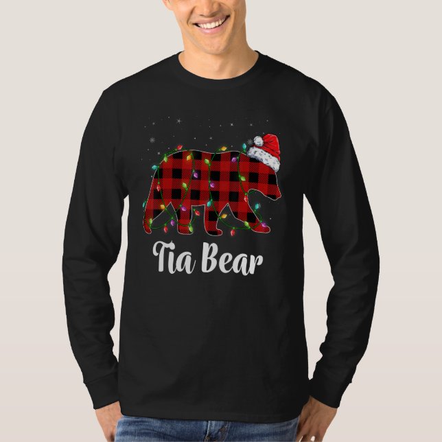 Camiseta Tia Bear Buffalo Red Plaid Matching Family Christm (Anverso)