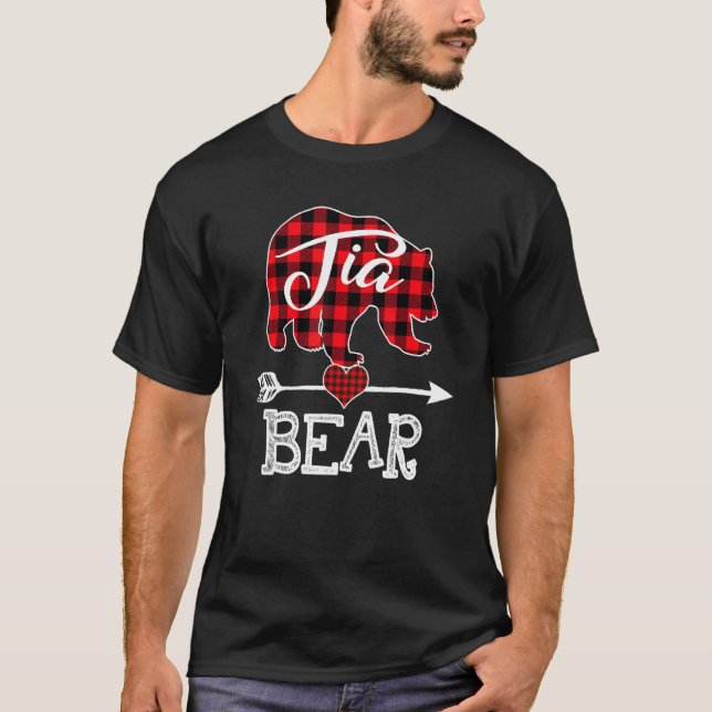 Camiseta Tia Bear Christmas Pajama Red Plaid Buffalo Family (Anverso)