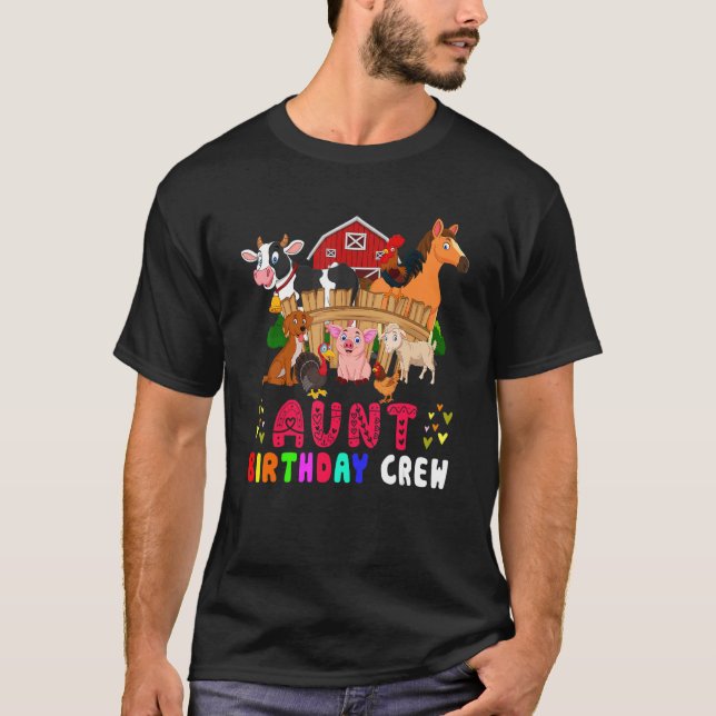 Camiseta tía Birthday Crew Farm Animals Happy Birthday Fa (Anverso)