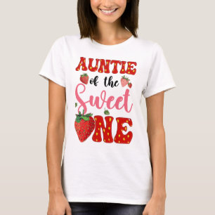 Camiseta Tía De Dulce Un Primer Cumpleaños De Fresa