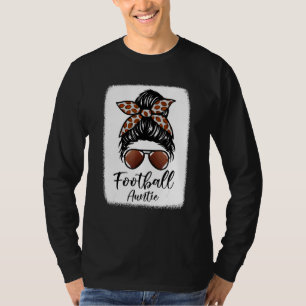 Camiseta Tía de fútbol vintage leopardo moño desordenado de