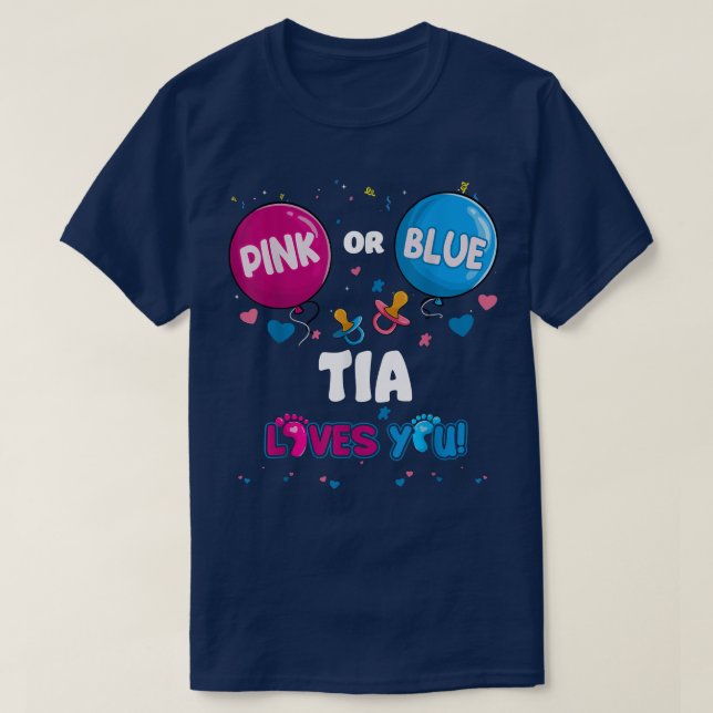 Camiseta Tia de globo rosa o azul te ama la revelación de g (Diseño del anverso)