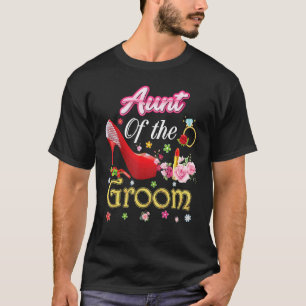 Camiseta Tía De Groom Feliz Boda Flor Zapato Rosa M