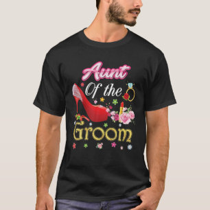 Camiseta Tía De Groom Feliz Boda Flor Zapato Rosa M