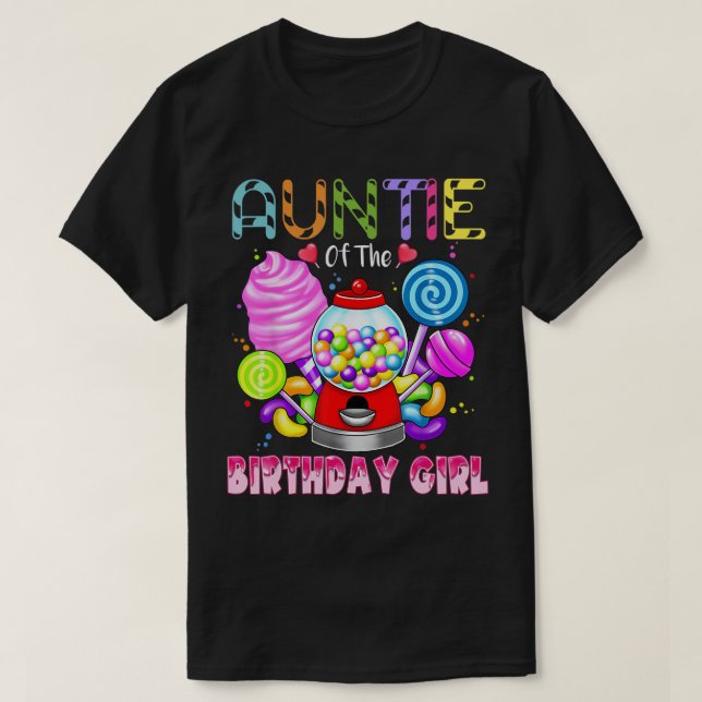 Camiseta Tía De La Chica De Cumpleaños Candyland Candy Birt (Diseño del anverso)