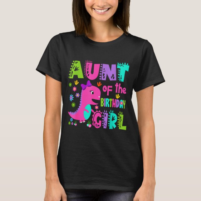 Camiseta Tía de la chica de cumpleaños saurus rex dinosauri (Anverso)