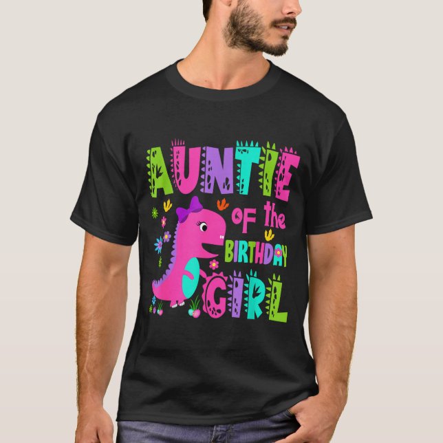 Camiseta Tía de la cumpleañera saurus rex dinosaurio (Anverso)