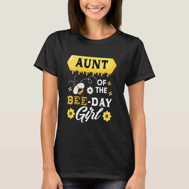 Camiseta Tía De La Familia De Chicas De Cumpleaños De Abeja (Anverso)