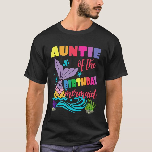 Camiseta Tía De La Familia De La Sirena De Cumpleaños (Anverso)