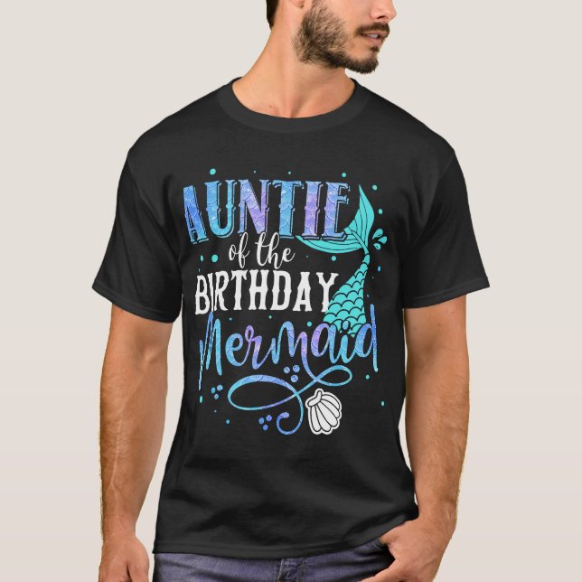 Camiseta Tía De La Familia De La Sirena De Cumpleaños Que C (Anverso)