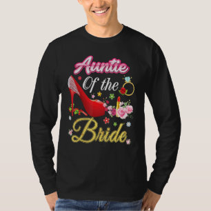 Camiseta Tía De La Novia Feliz Boda Flor Zapato Rosa