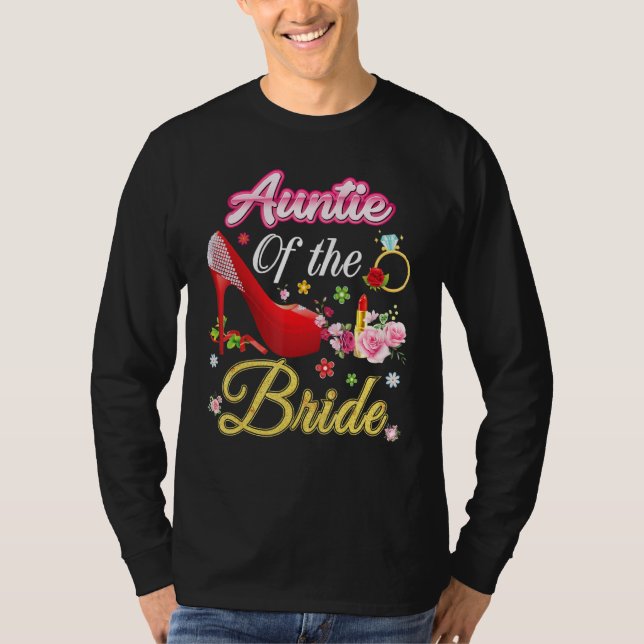 Camiseta Tía De La Novia Feliz Boda Flor Zapato Rosa (Anverso)