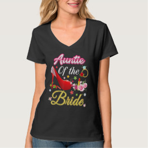 Camiseta Tía De La Novia Feliz Boda Flor Zapato Rosa