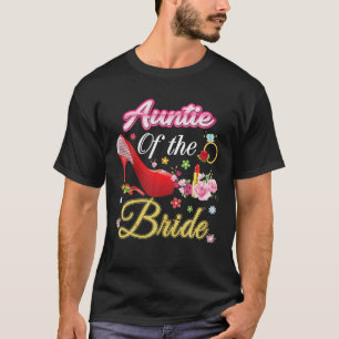 Camiseta Tía De La Novia Feliz Boda Flor Zapato Rosa