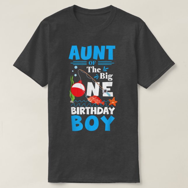 Camiseta Tía De La Pesca De Un Niño De Un Cumpleaños Primer (Diseño del anverso)
