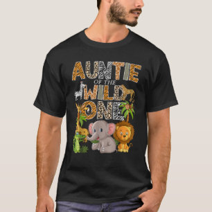 Camiseta Tía De La Salvaje Selva Safari De Primer Cumpleaño