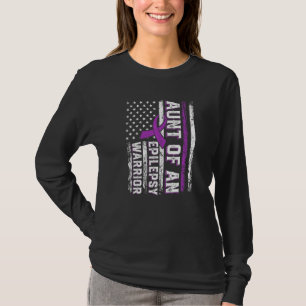 Camiseta Tía de un guerrero Epilepsy Purple Ribbon Support