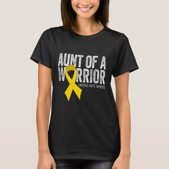 Camiseta Tía de una guerrera de cáncer infantil tía Ribbon (Anverso)