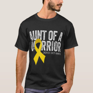 Camiseta Tía de una guerrera de cáncer infantil tía Ribbon