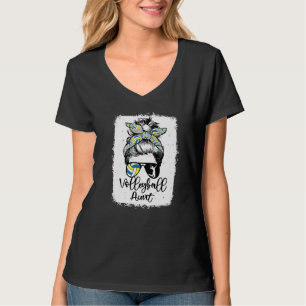 Camiseta Tía de voleibol vinilo leopardo moño desordenado d