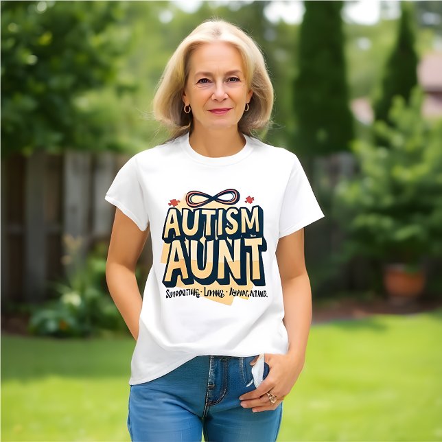 Camiseta Tía del autismo: Apoyando, amando, defendiendo (Autism Awareness T-Shirt - Aunt )