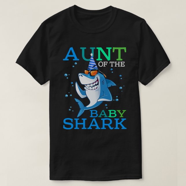 Camiseta Tía Del Bebé Hermano De Cumpleaños Del Tiburón Shi (Diseño del anverso)