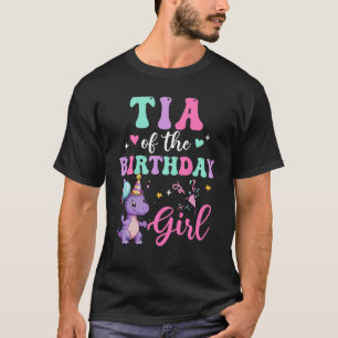 Camiseta Tia Del Cumpleaños Del Chica Dinosaurio T-Rex Fies
