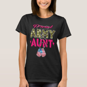 Camiseta Tía del ejército orgullosa Camuflaje Etiquetas de