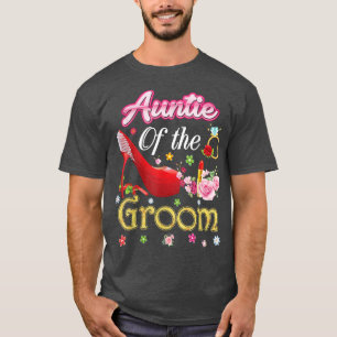 Camiseta Tía Del Groom Feliz Boda Flor Zapato Rosa