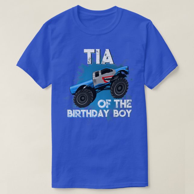 Camiseta Tia Del Nacimiento Niño Monstruo Camión Cumpleaños (Diseño del anverso)