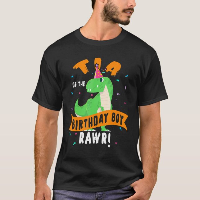 Camiseta Tia Del Niño De Cumpleaños Dinosaurio Divertido (Anverso)