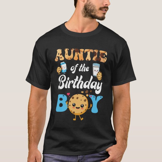 Camiseta Tía Del Niño De Cumpleaños Leche Y Galletas 1er Bi (Anverso)